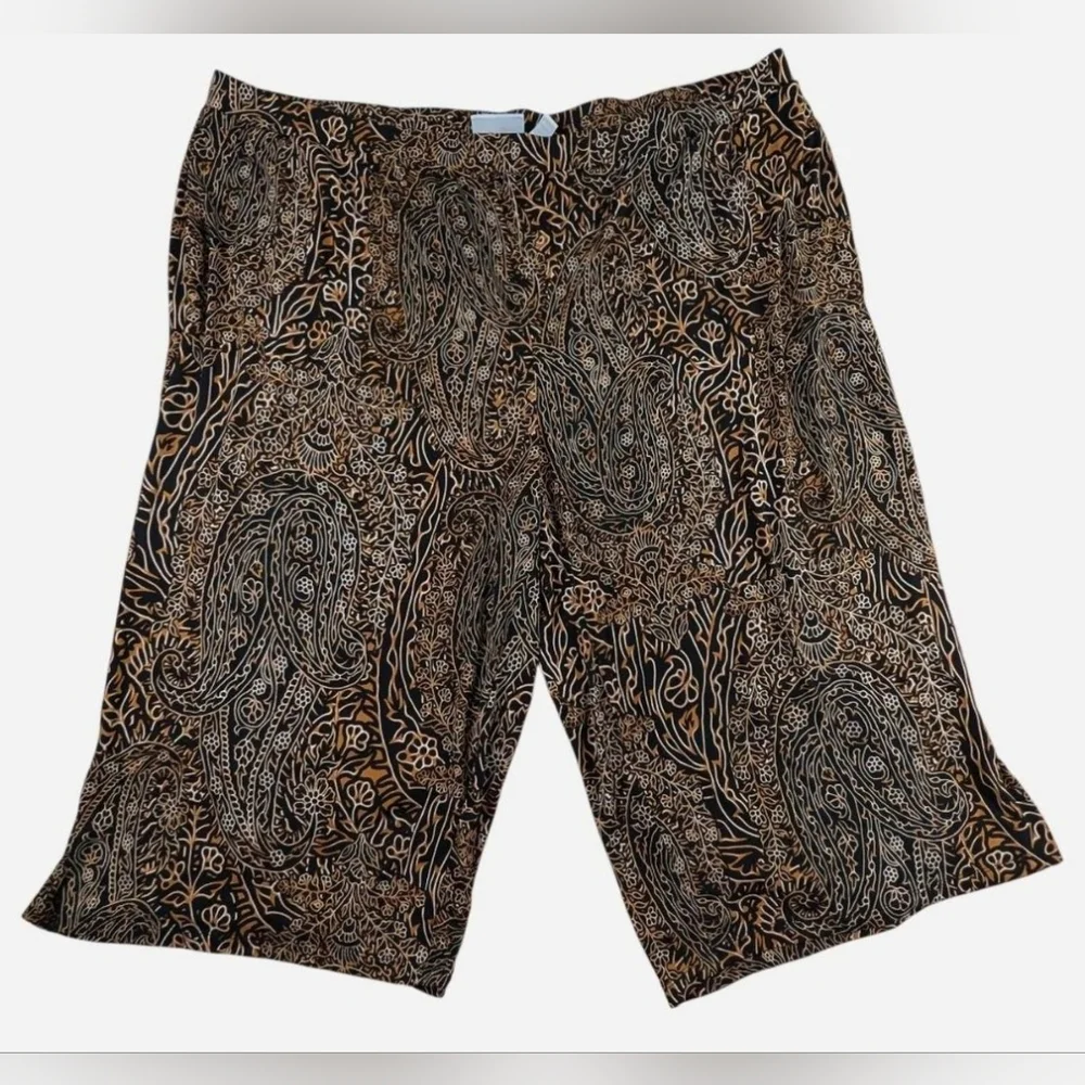 Susan‎ Graver black and brown wide leg cropped pull on wide leg pants Size 3x - Picture 3 of 7